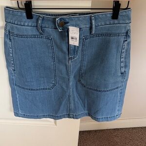 LOFT Light Blue Denim Mini Skirt with Front Patch Pockets New with tags